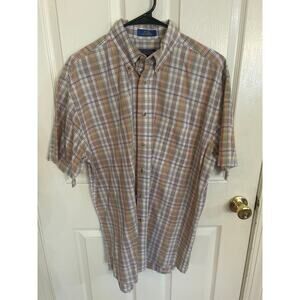 Pendleton Shirt Brown‎ Plaid Short Sleeve Button Hiker Size Medium